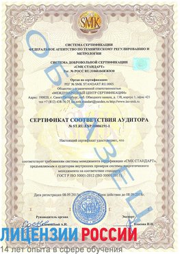 Образец сертификата соответствия аудитора №ST.RU.EXP.00006191-1 Армянск Сертификат ISO 50001